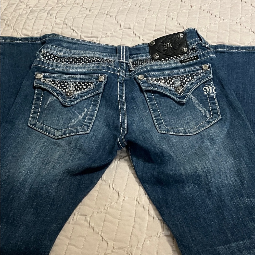 Miss Me Blue Boot Cut Jeans with Silver Accents